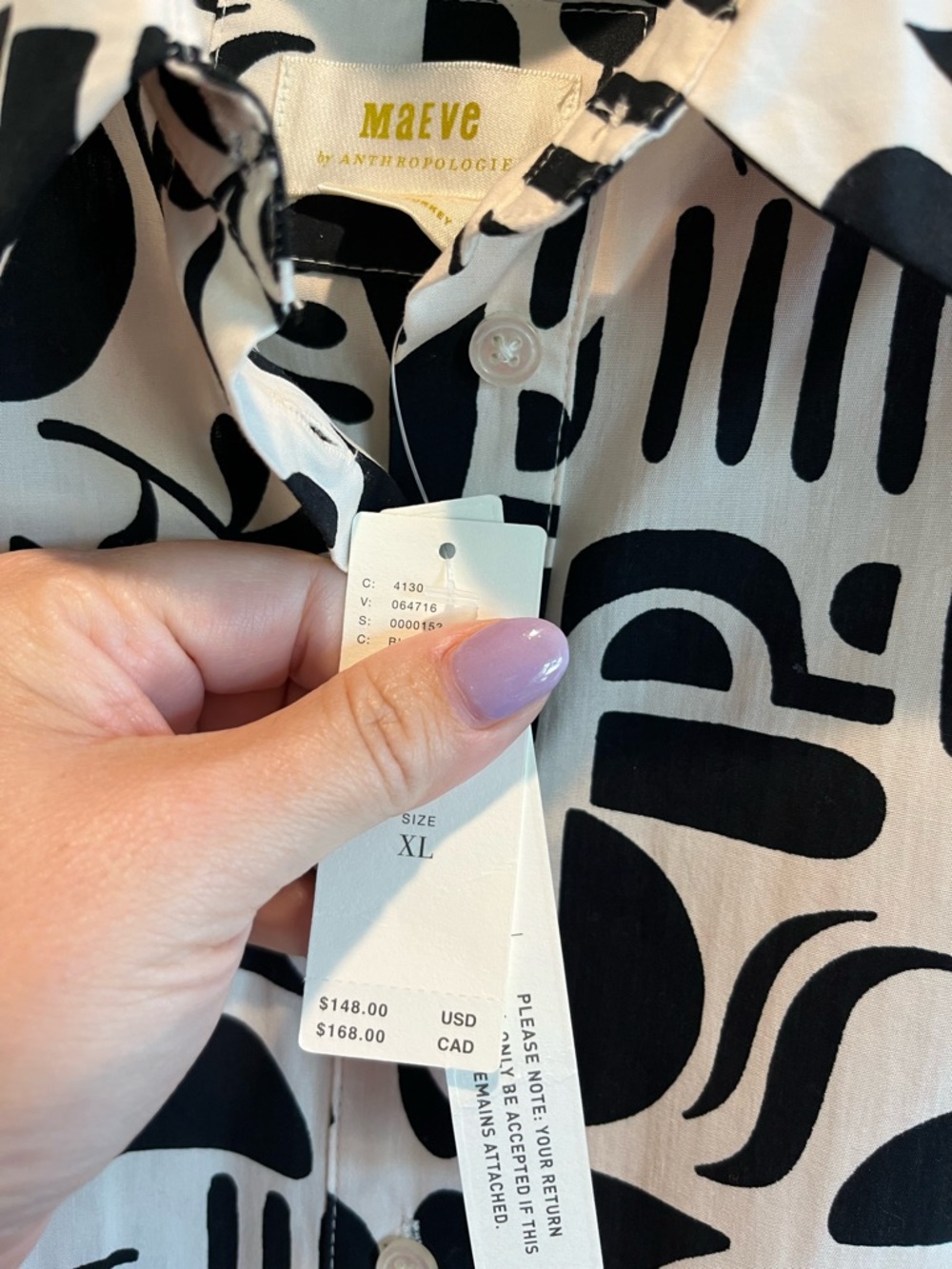 Maeve Anthropologie Bettina Tiered Shirt Dress Black Motif XL New - Picture 7 of 12